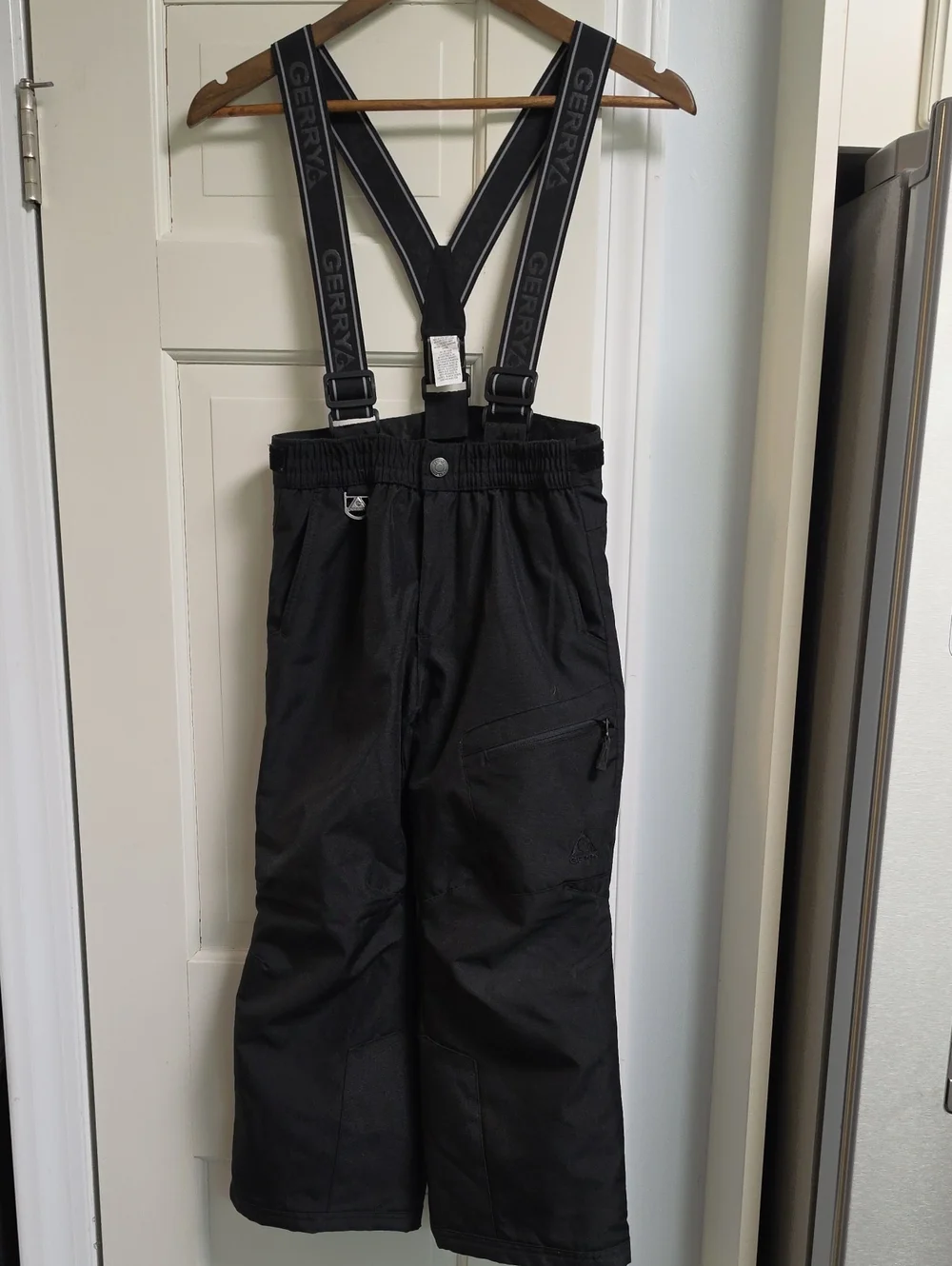 Gerry Weber Kids Black Snow Overalls with Logo Suspenders, Size 7-8